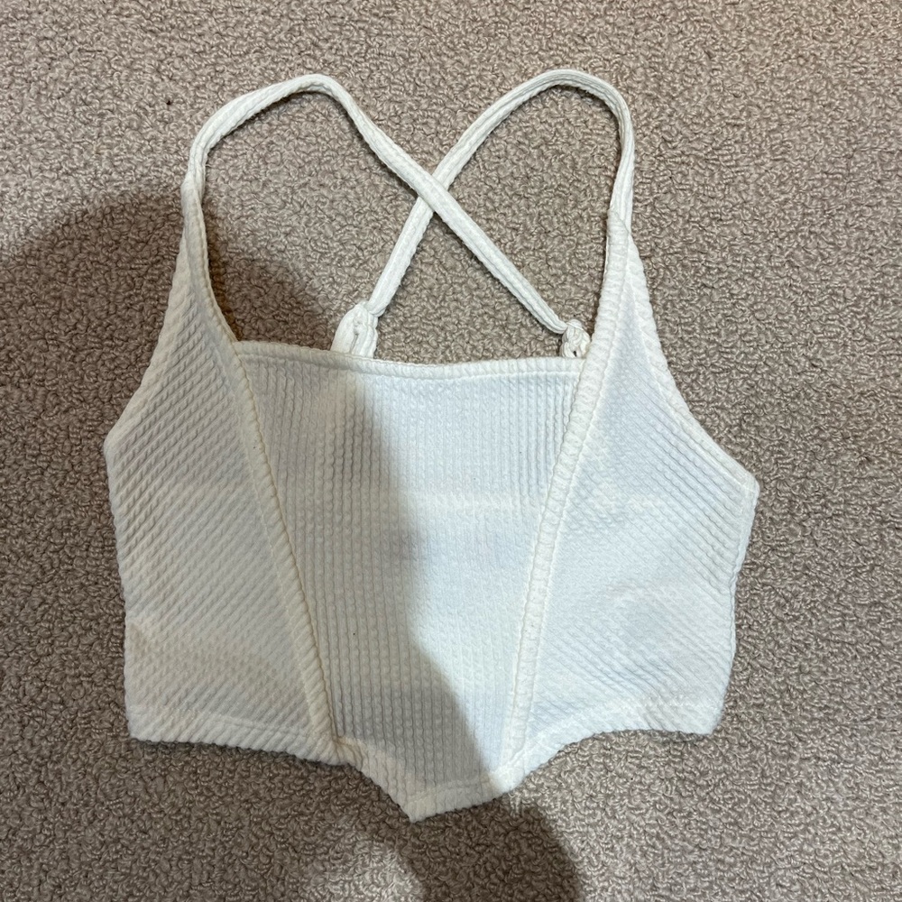 Urban Outfitters Cream Ribbed Top